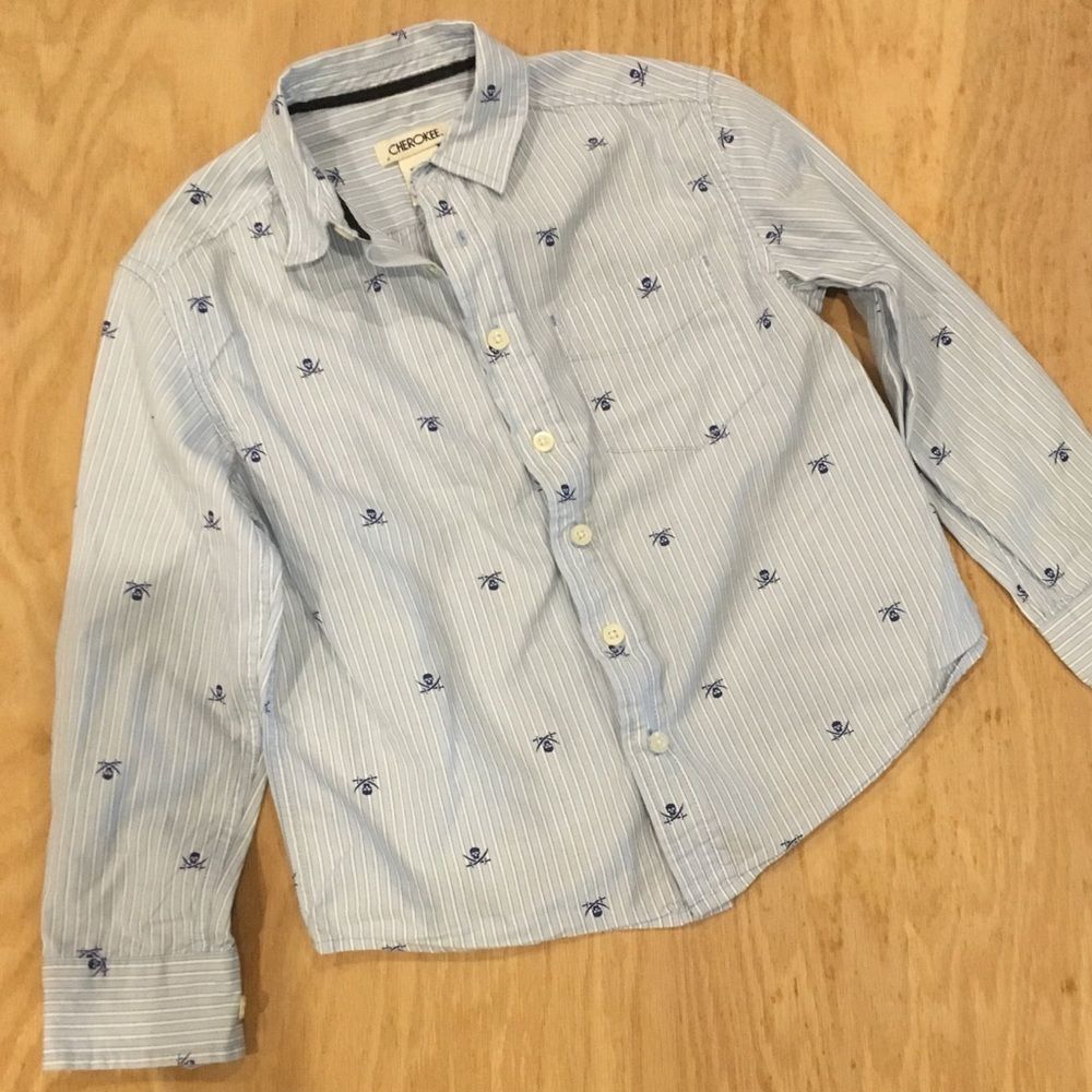 Cherokee skull and sword button down shirt